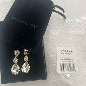 Weworewhat multi bezeled crystal pear drop earring NWT